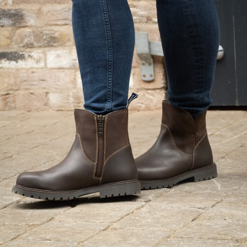 Bareback Footwear Quebec Waterproof Zip Up Ankle Boots Brown