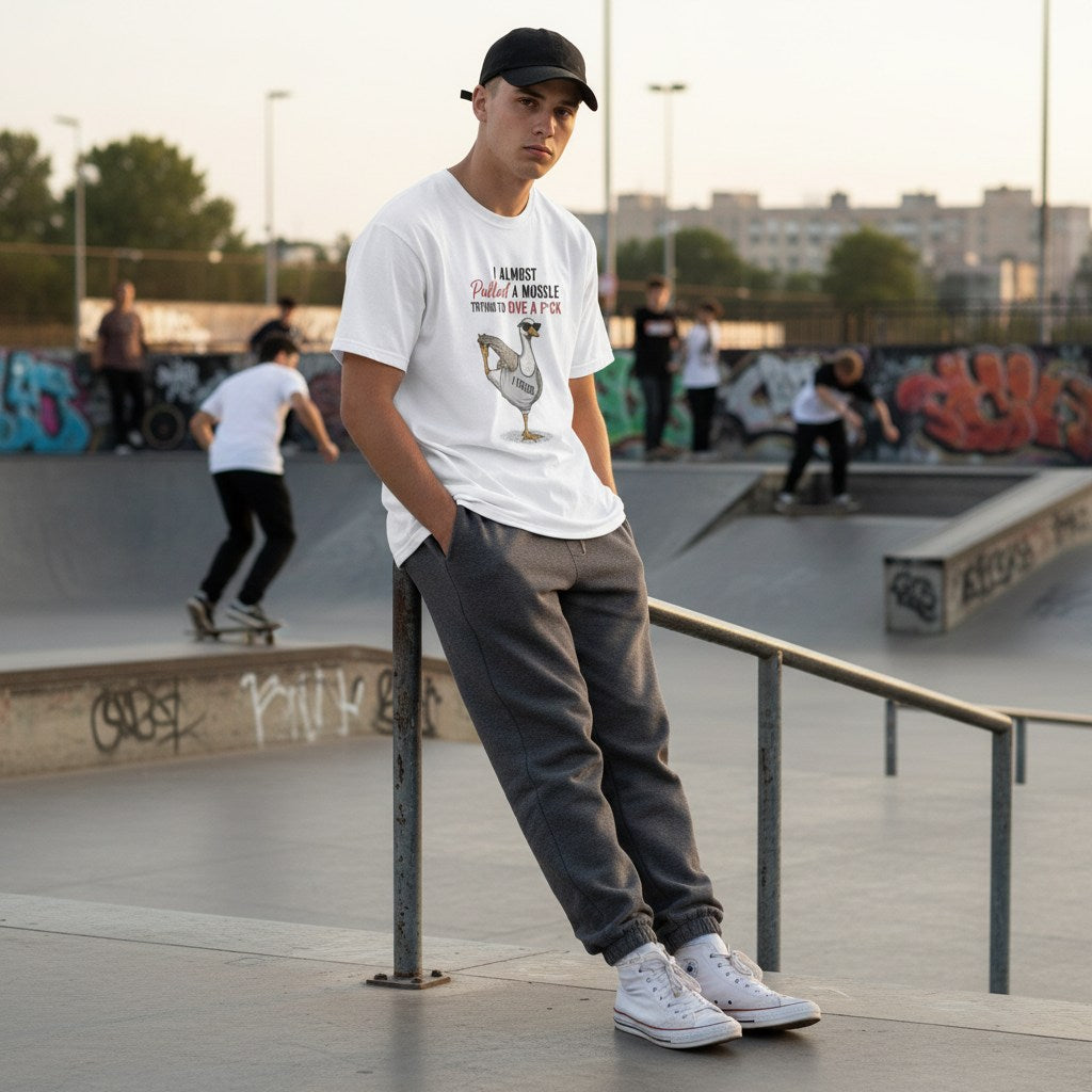 White man in streetwear style apparel