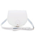 Zatchels White Handmade Leather Saddle Bag front view