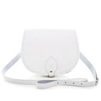 Zatchels White Handmade Leather Saddle Bag front view