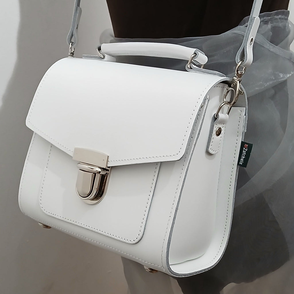 Zatchels White Sugarcube Handmade Leather Handbag
