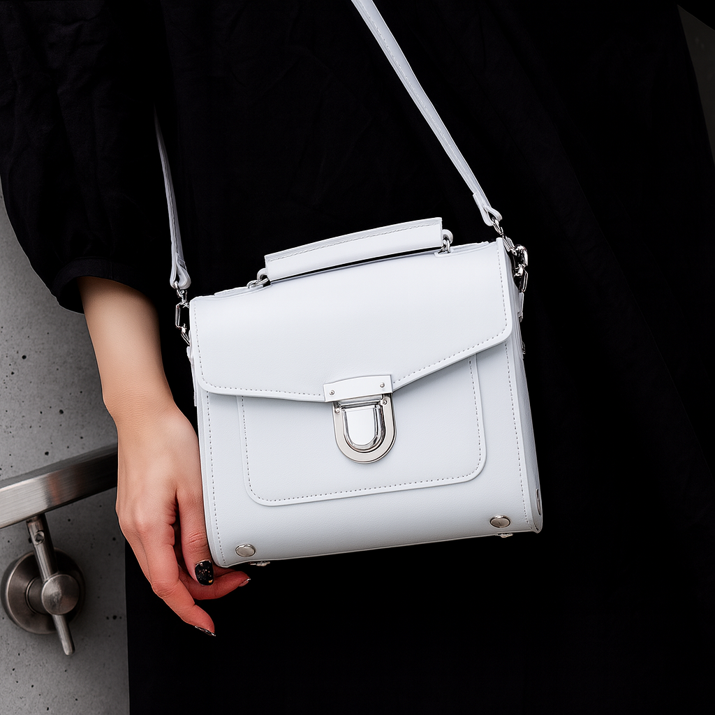 Zatchels White Sugarcube Handmade Leather Handbag