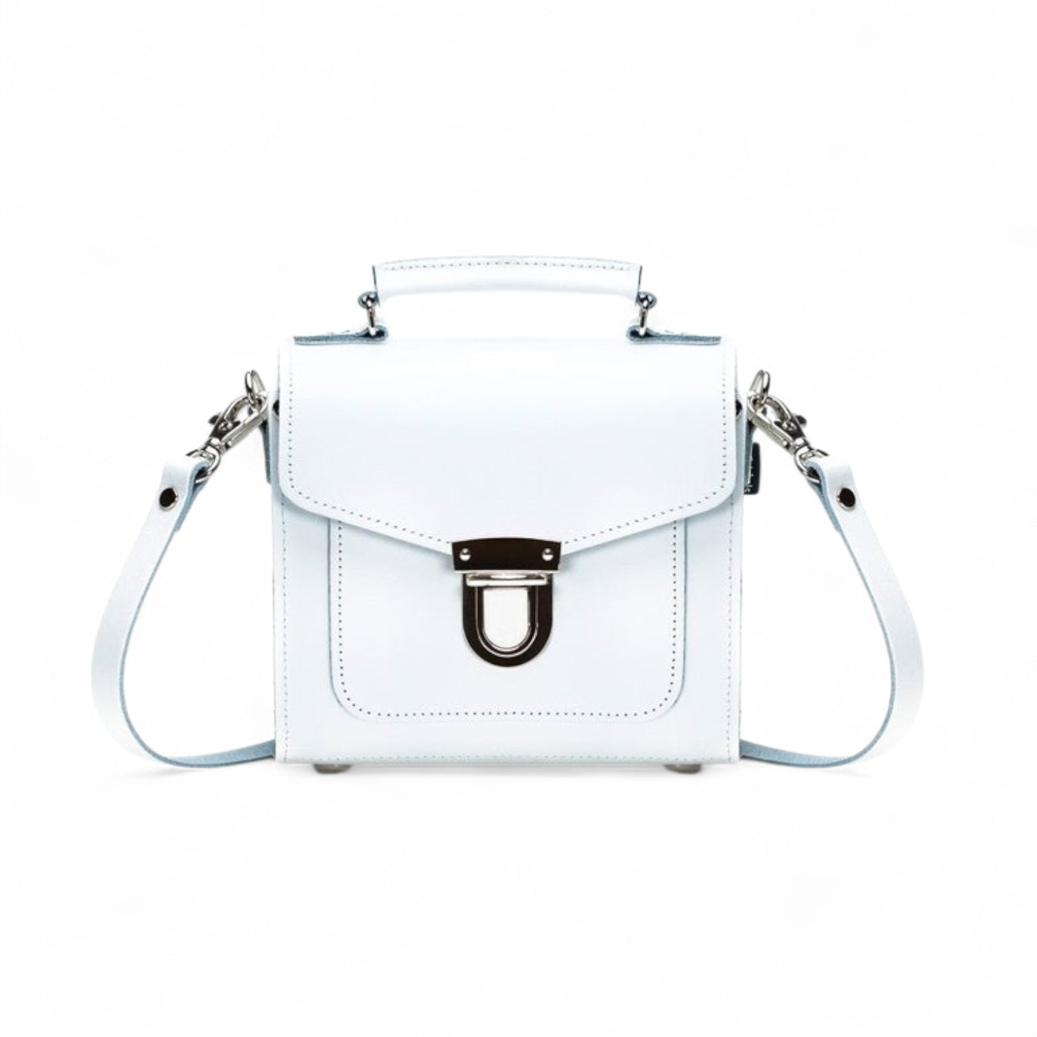 Zatchels White Sugarcube Handmade Leather Handbag