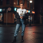 White woman wearing streetwear fashion