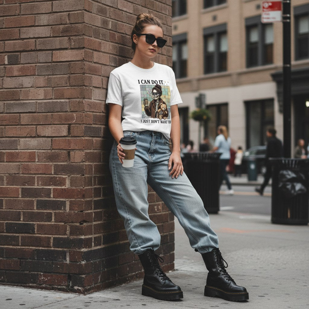 White woman streetwear streetwear shot featuring a person in urban apparel.