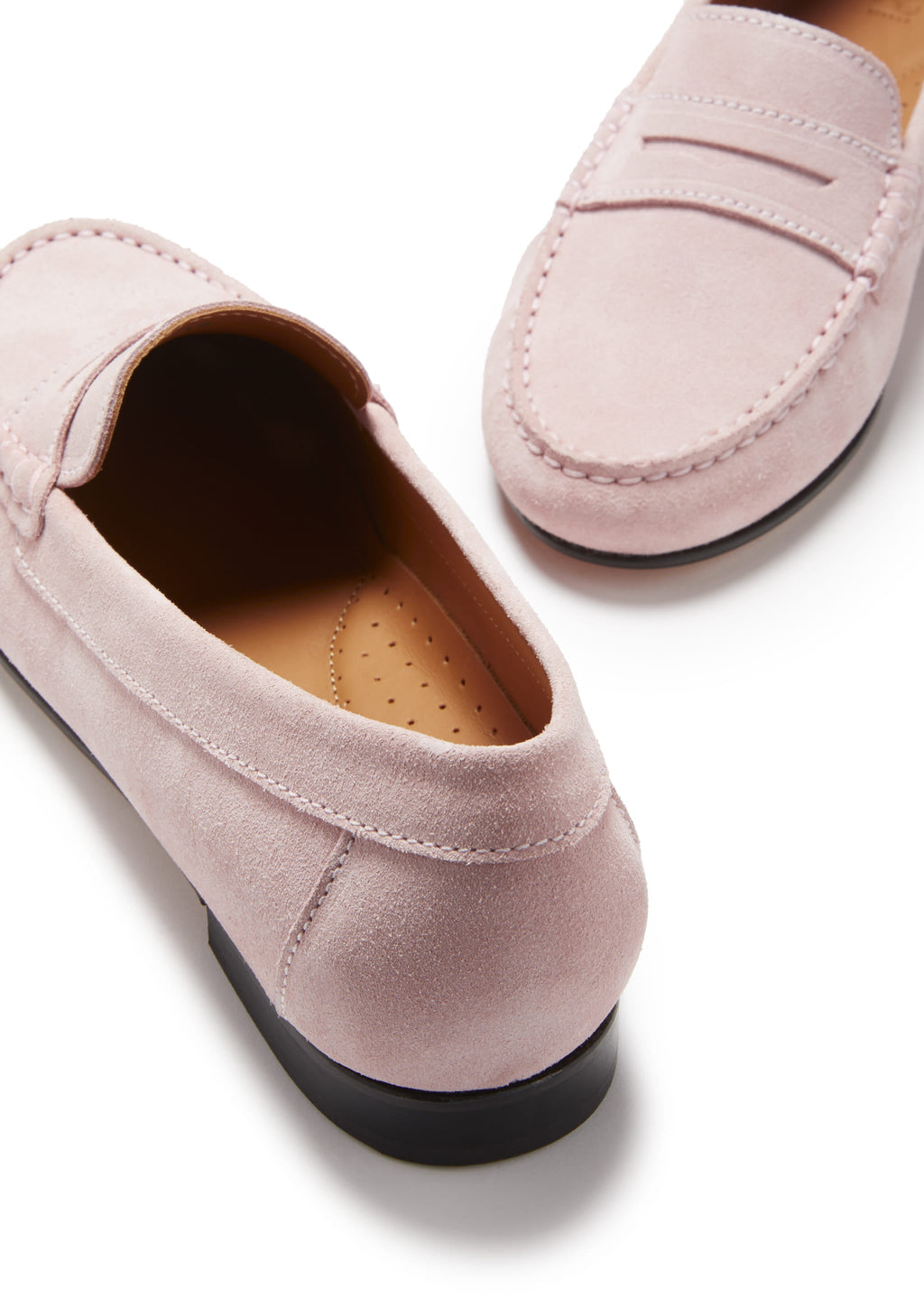 Hugs & Co Womens Penny Loafers Leather Sole Ice Pink Suede