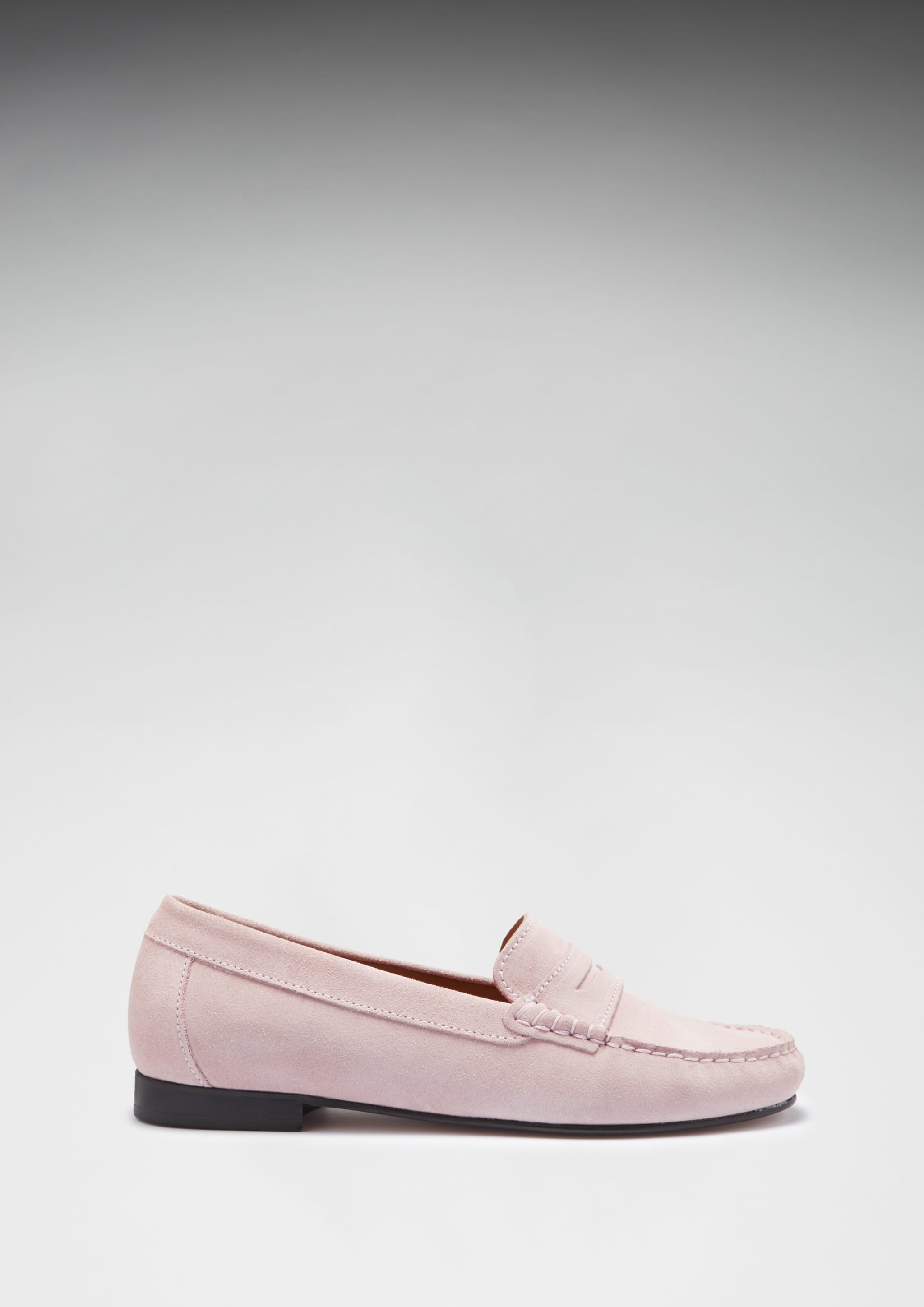 Hugs & Co Womens Penny Loafers Leather Sole Ice Pink Suede