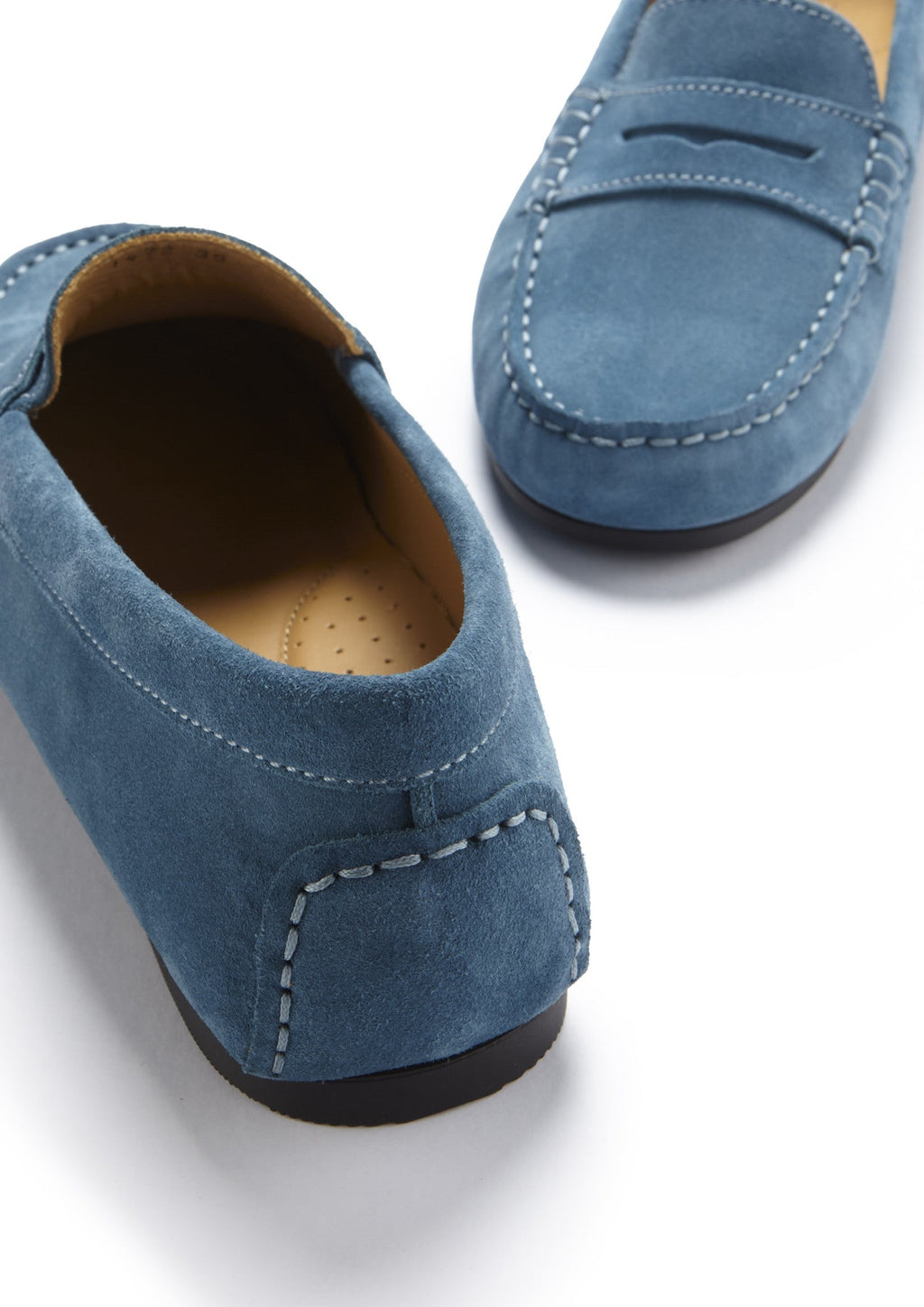 Hugs & Co Womens Penny Driving Loafers Full Rubber Sole Teal Suede