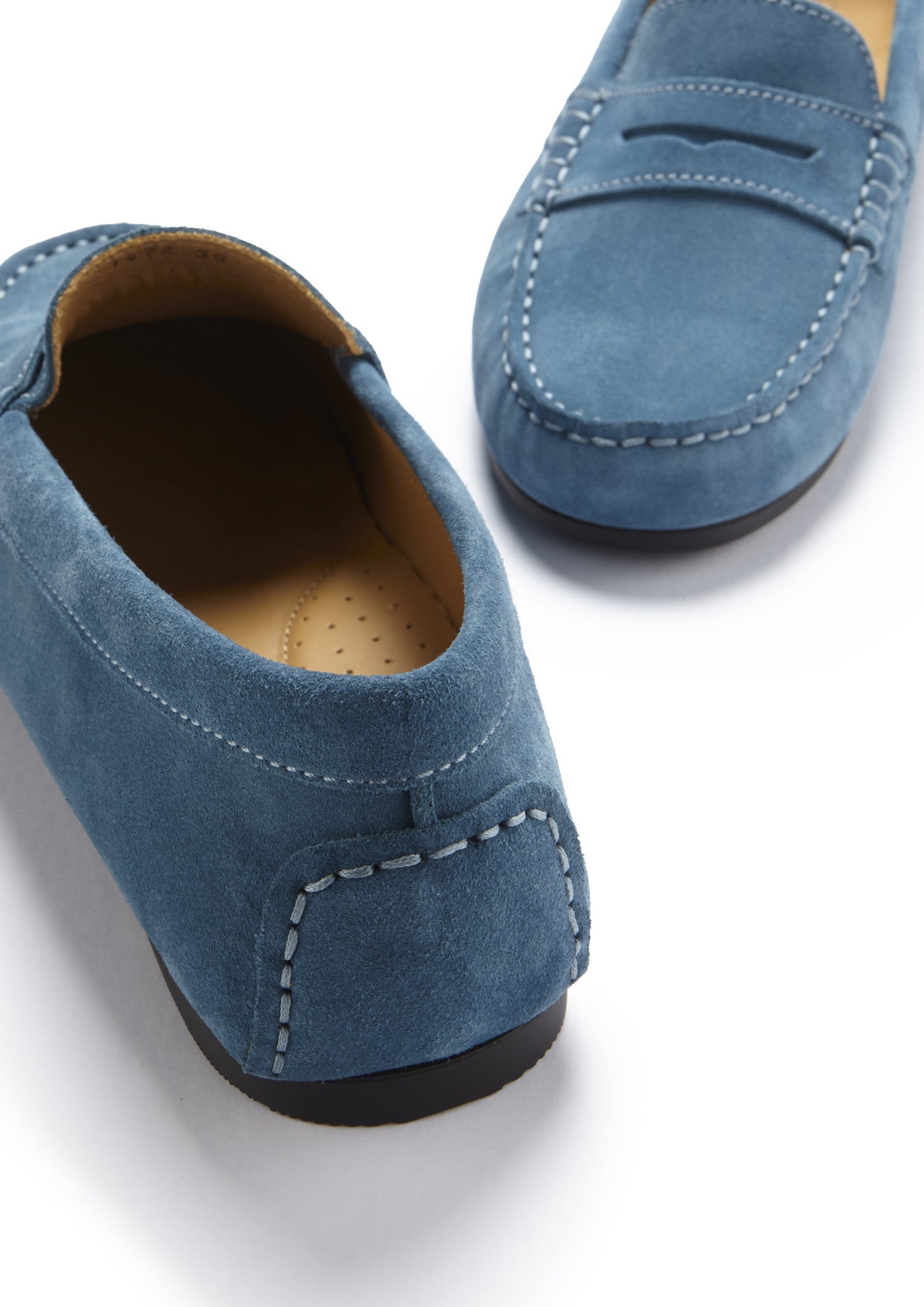 Hugs & Co Womens Penny Driving Loafers Full Rubber Sole Teal Suede