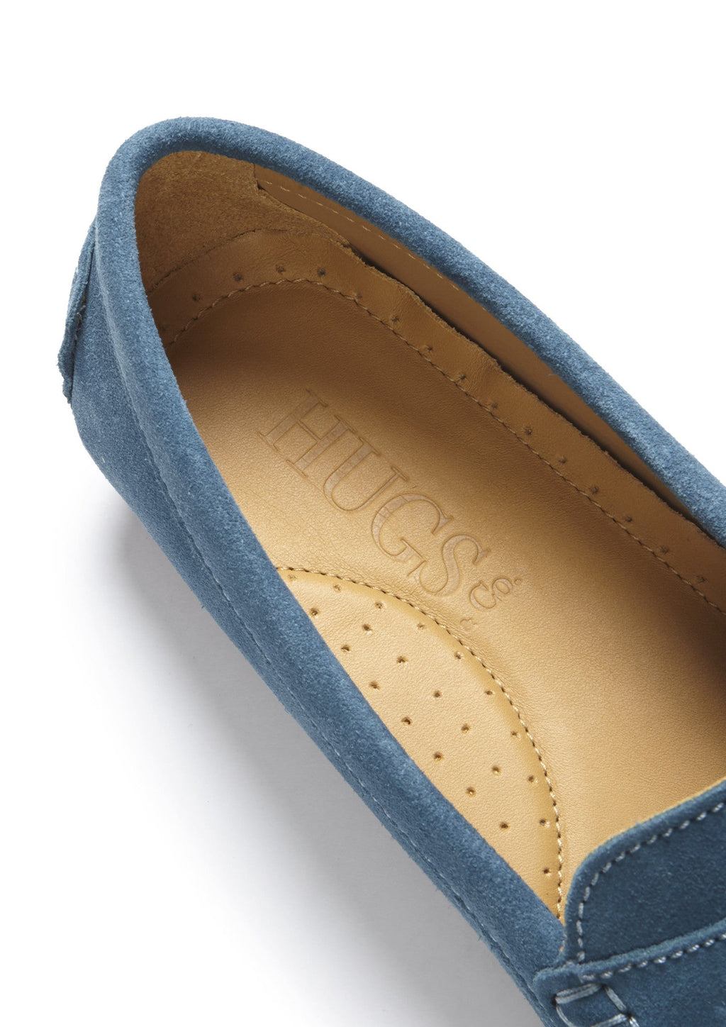 Hugs & Co Womens Penny Driving Loafers Full Rubber Sole Teal Suede