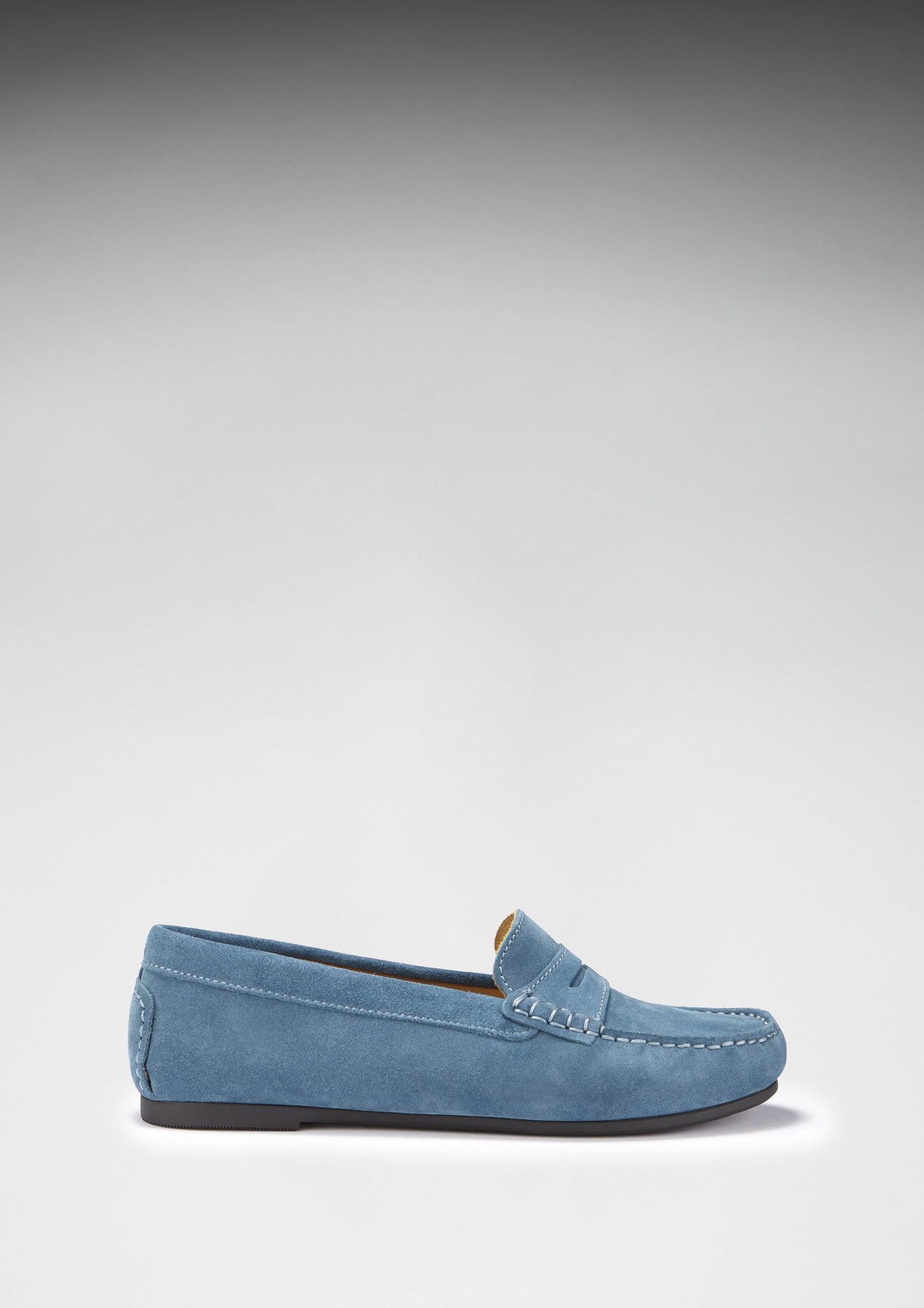 Hugs & Co Womens Penny Driving Loafers Full Rubber Sole Teal Suede