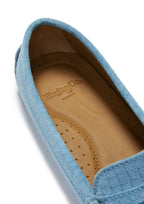 Hugs & Co Womens Penny Driving Loafers Blue Embossed Suede