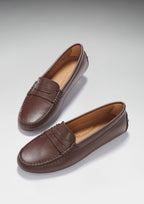 Hugs & Co Womens Penny Driving Loafers Brown Leather