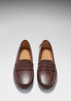 Hugs & Co Womens Penny Driving Loafers Brown Leather
