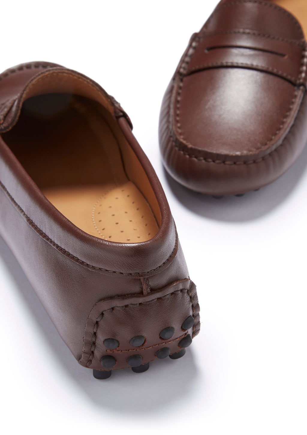 Hugs & Co Womens Penny Driving Loafers Brown Leather
