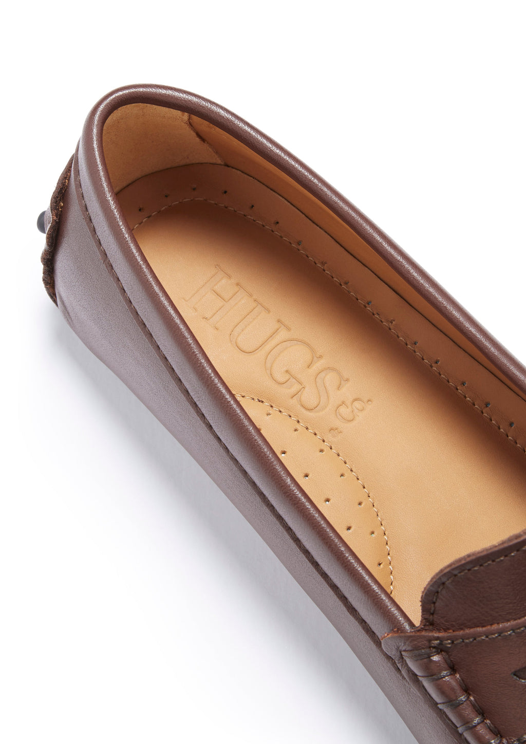 Hugs & Co Womens Penny Driving Loafers Brown Leather