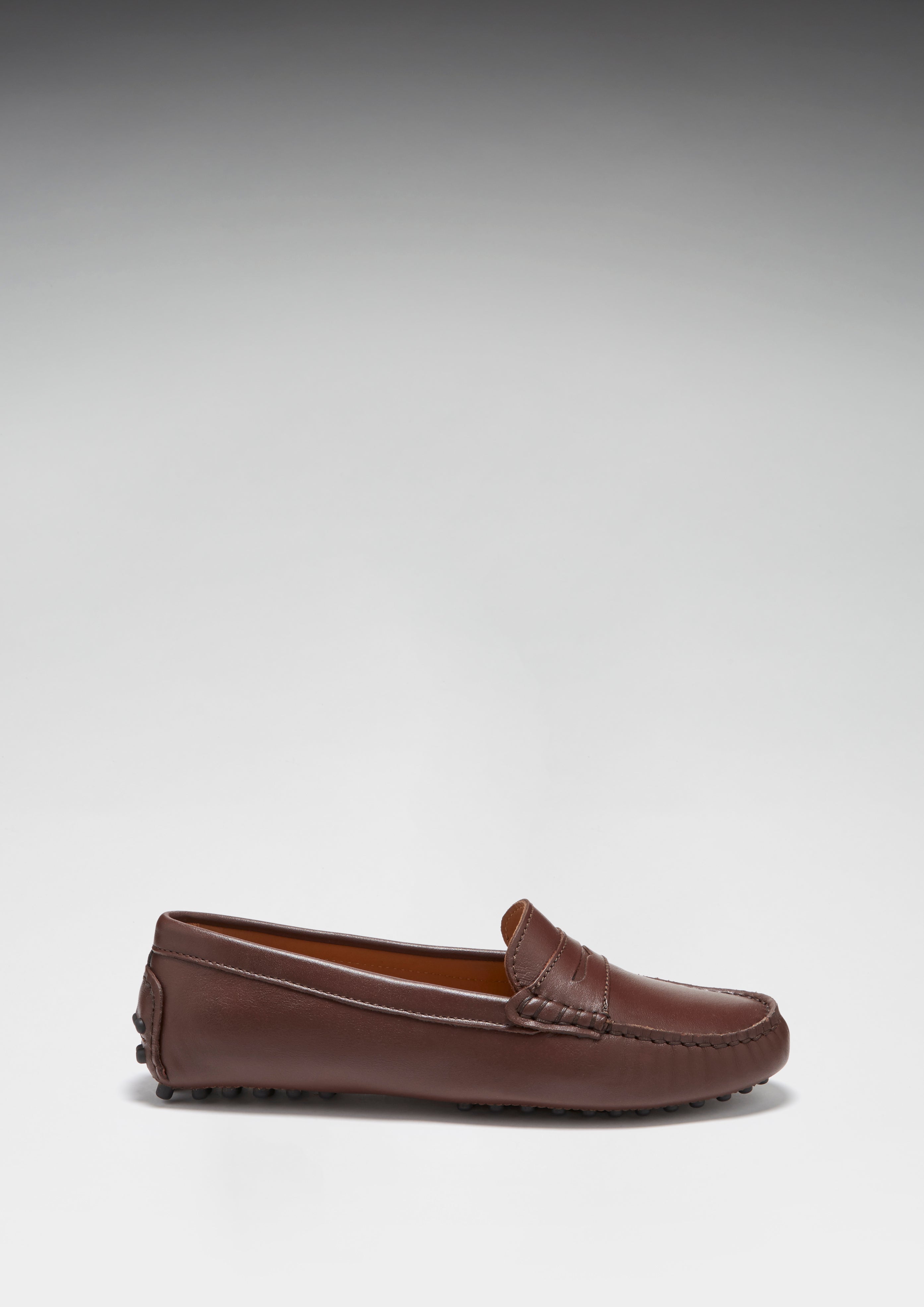 Hugs & Co Womens Penny Driving Loafers Brown Leather