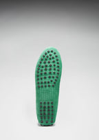 Hugs & Co Womens Penny Driving Loafers Emerald Embossed Suede