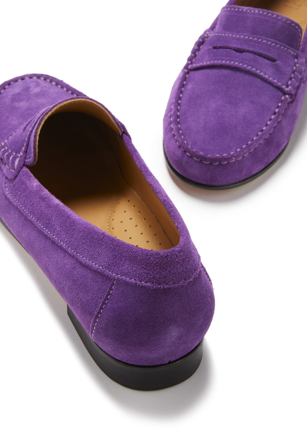 Hugs & Co Womens Penny Loafers Leather Sole Purple Suede
