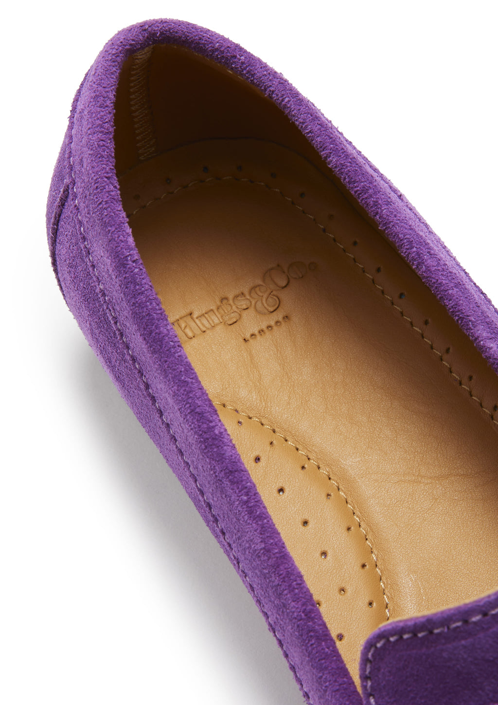 Hugs & Co Womens Penny Loafers Leather Sole Purple Suede