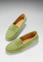 Hugs & Co Womens Penny Driving Loafers Olive Green