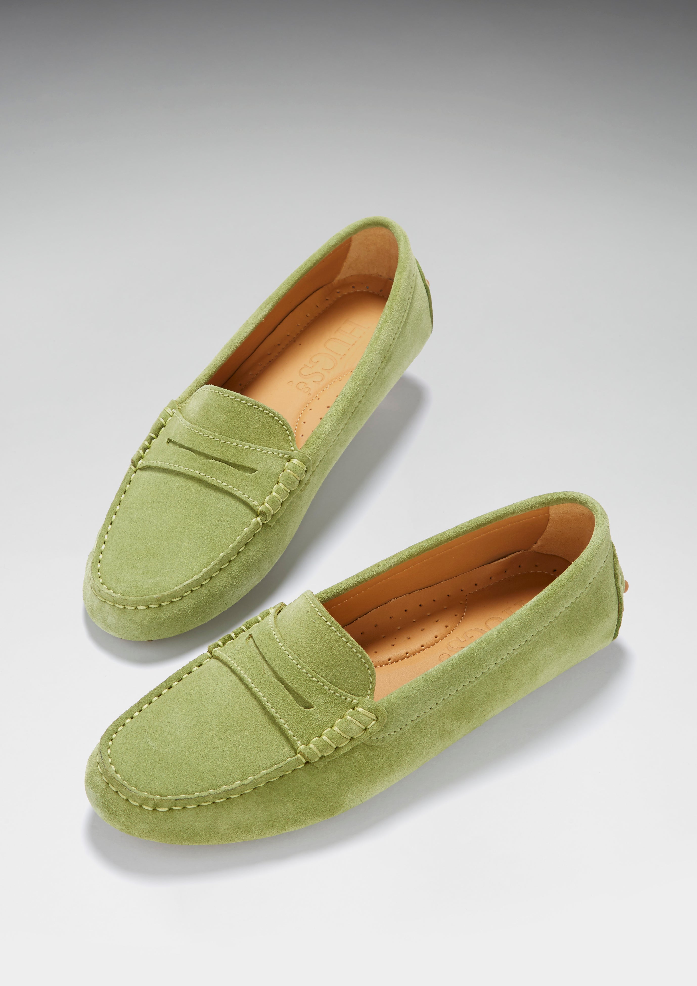 Hugs & Co Womens Penny Driving Loafers Olive Green