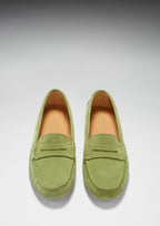 Hugs & Co Womens Penny Driving Loafers Olive Green