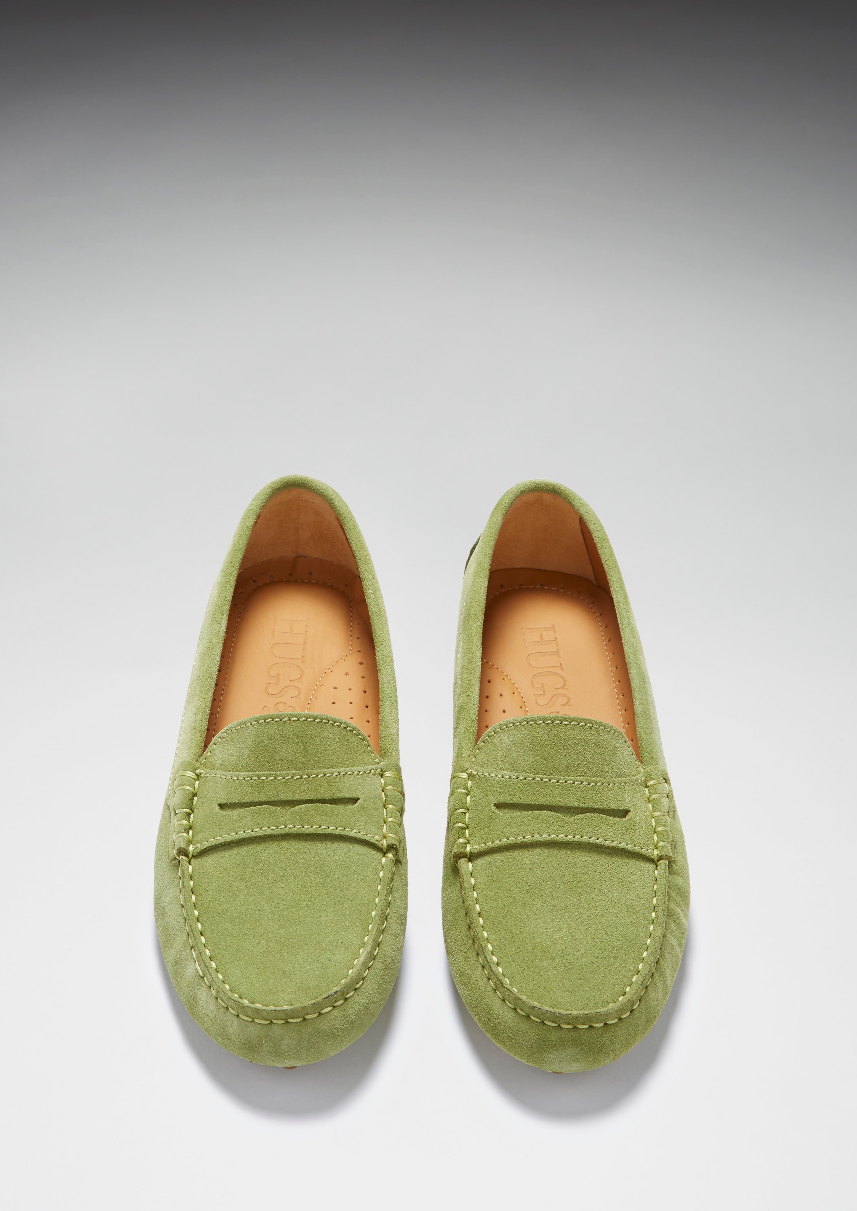 Hugs & Co Womens Penny Driving Loafers Olive Green