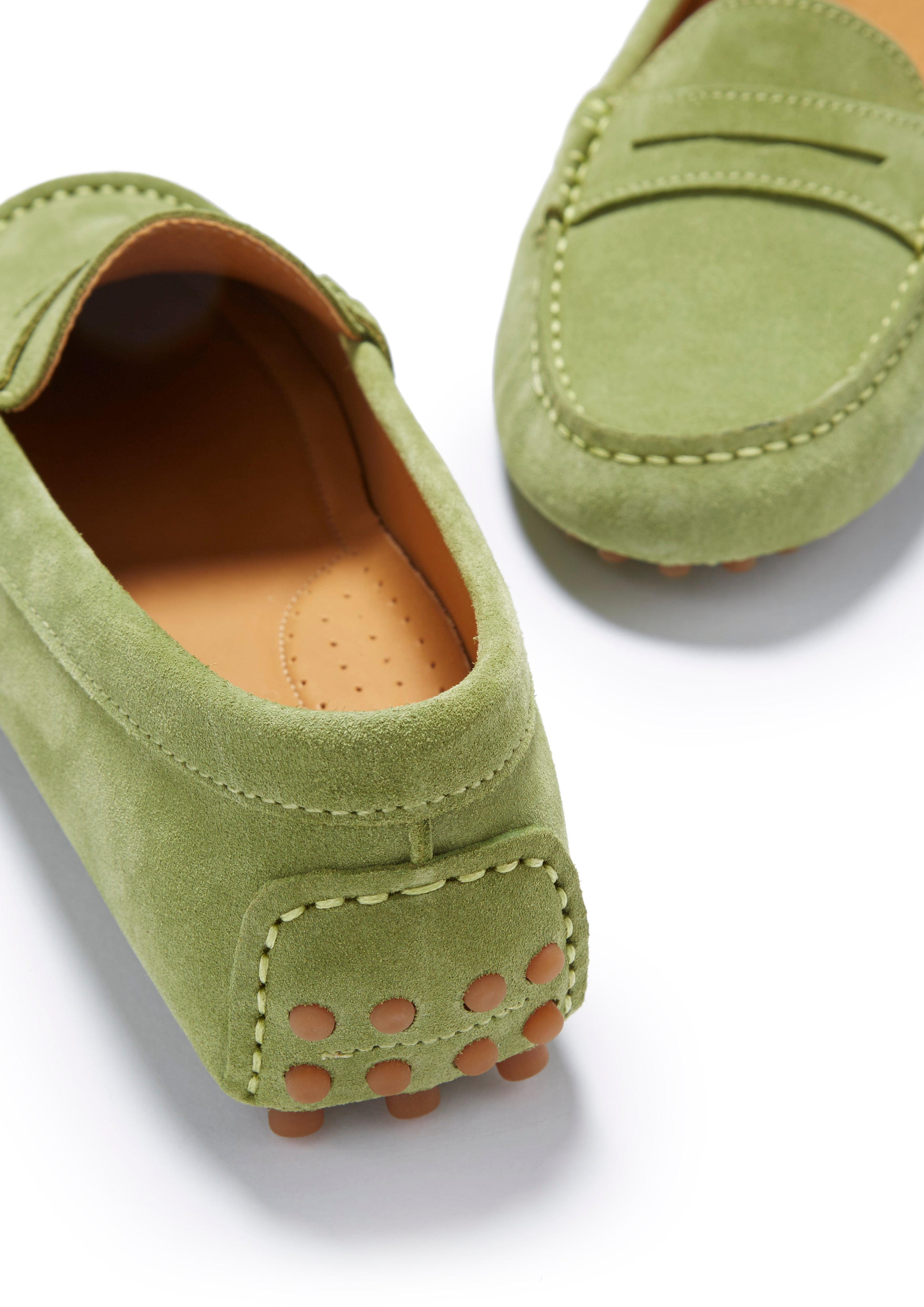 Hugs & Co Womens Penny Driving Loafers Olive Green
