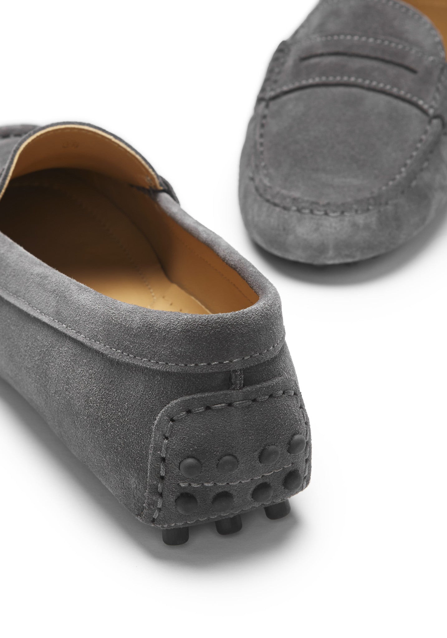 Hugs & Co Womens Penny Driving Loafers Slate Grey Suede