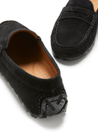 Hugs & Co Womens Tyre Sole Penny Loafers Black Suede