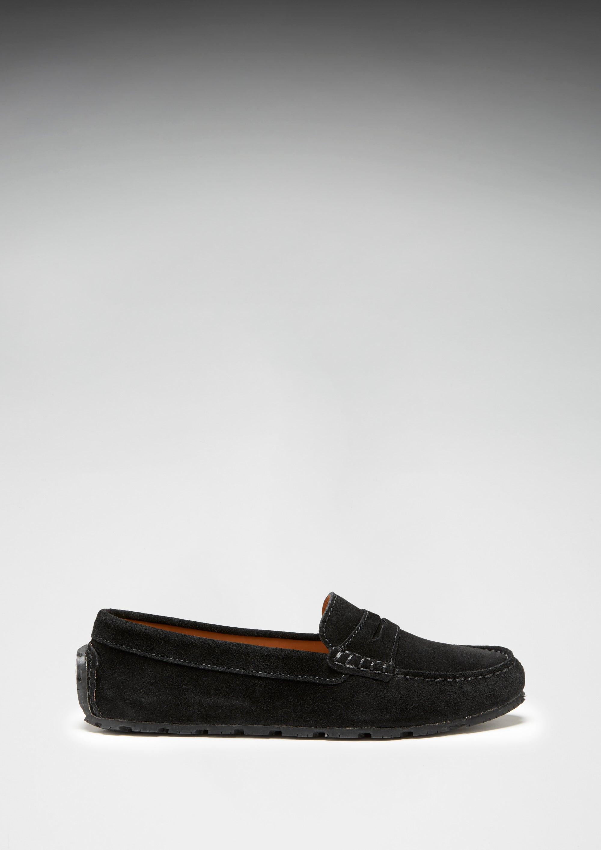 Hugs & Co Womens Tyre Sole Penny Loafers Black Suede