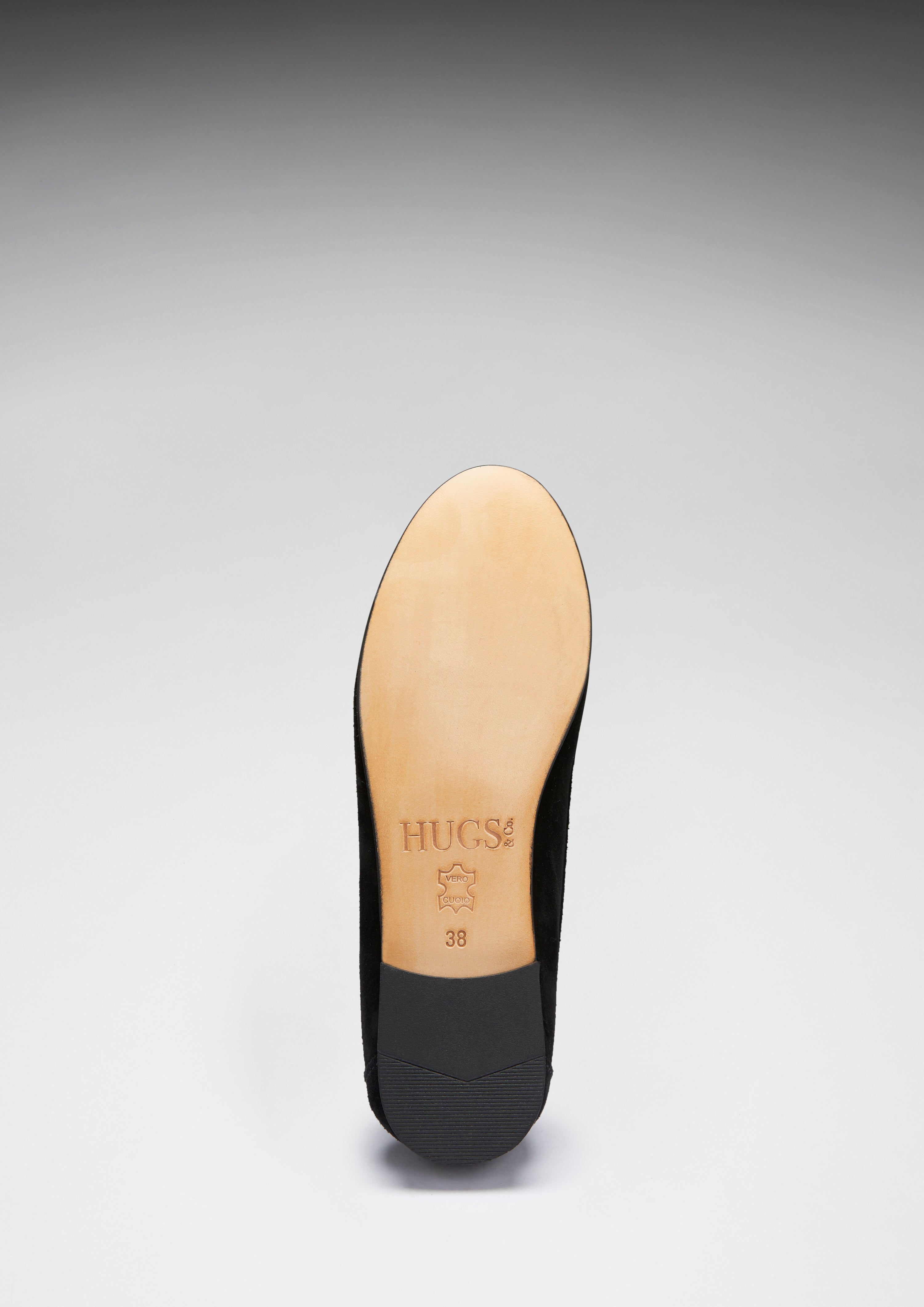 Hugs & Co Womens Penny Loafers Leather Sole Black Suede