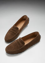 Hugs & Co Womens Tyre Sole Penny Loafers Brown Suede
