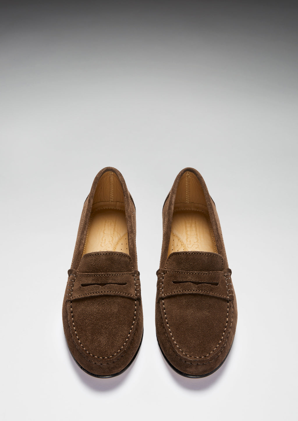 Hugs & Co Womens Penny Loafers Leather Sole Brown Suede