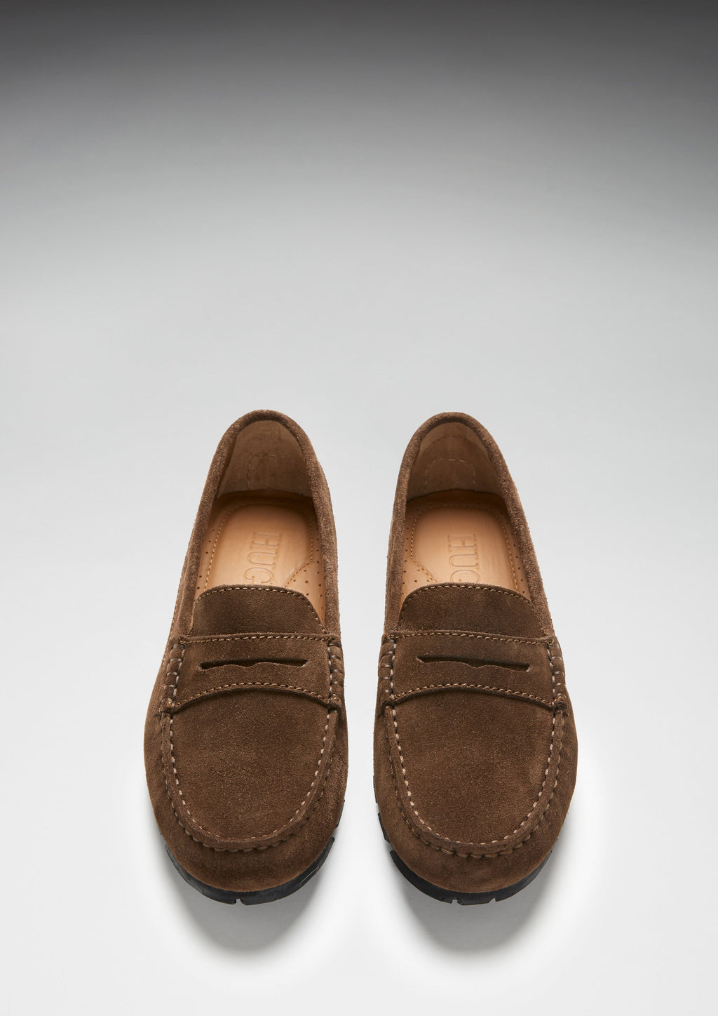 Hugs & Co Womens Tyre Sole Penny Loafers Brown Suede