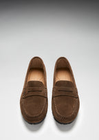 Hugs & Co Womens Tyre Sole Penny Loafers Brown Suede