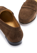 Hugs & Co Womens Penny Loafers Leather Sole Brown Suede