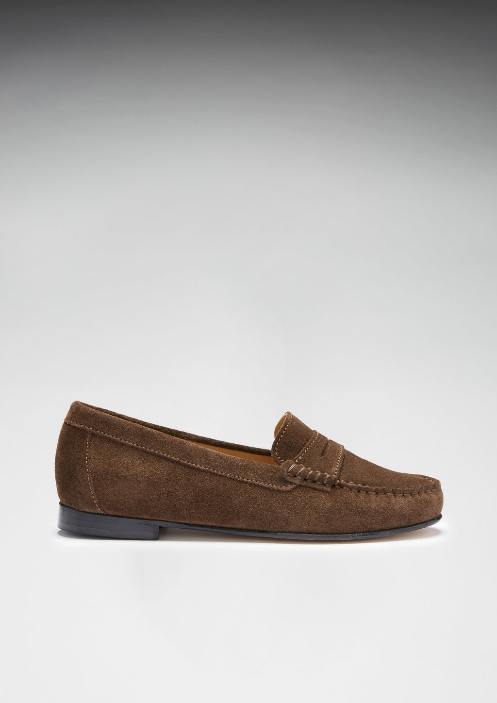 Hugs & Co Womens Penny Loafers Leather Sole Brown Suede