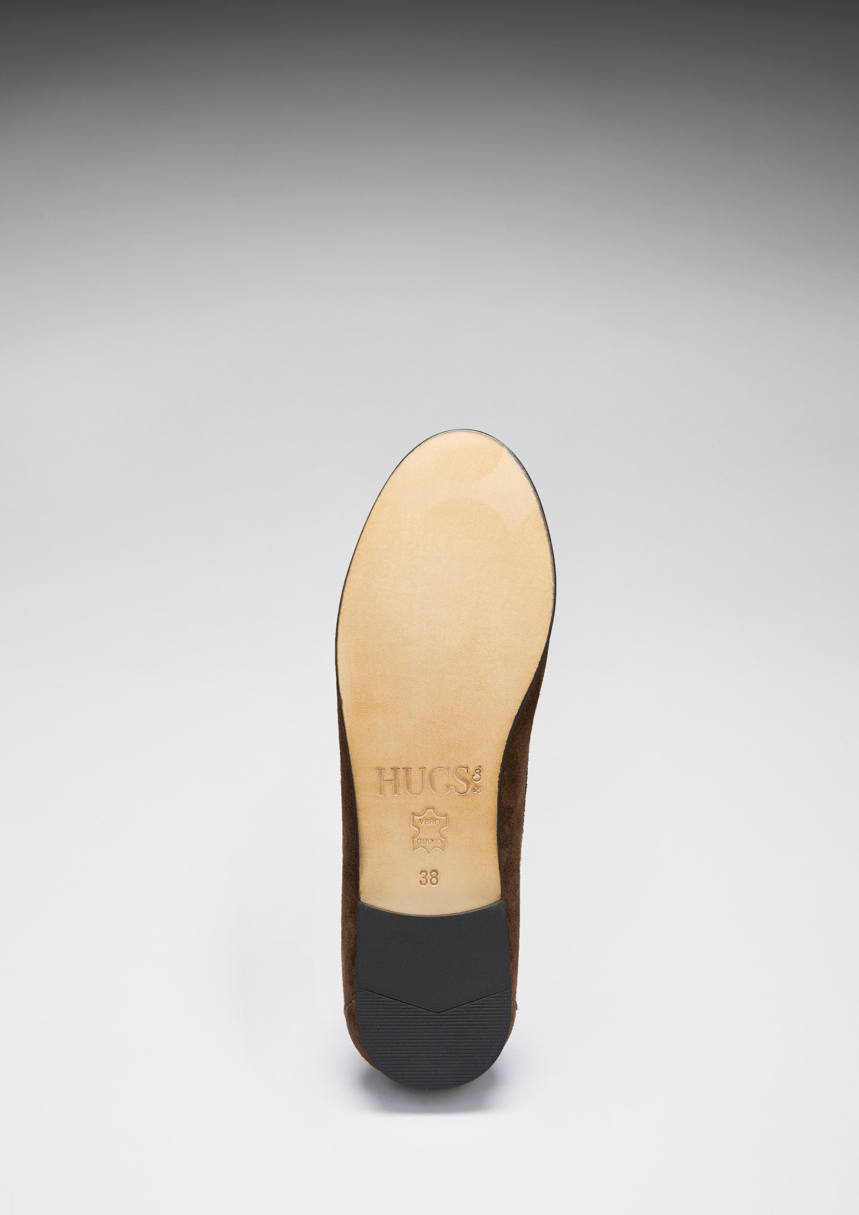 Hugs & Co Womens Penny Loafers Leather Sole Brown Suede