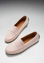 Hugs & Co Womens Tyre Sole Penny Loafers Ice Pink Suede