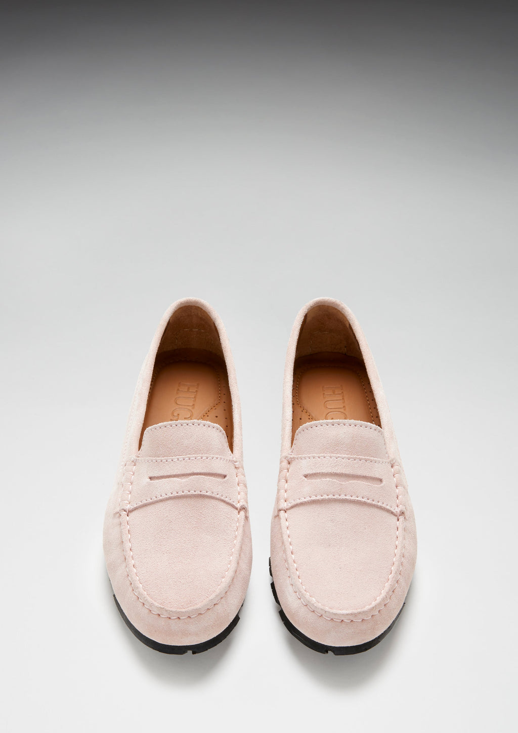 Hugs & Co Womens Tyre Sole Penny Loafers Ice Pink Suede