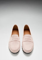 Hugs & Co Womens Tyre Sole Penny Loafers Ice Pink Suede