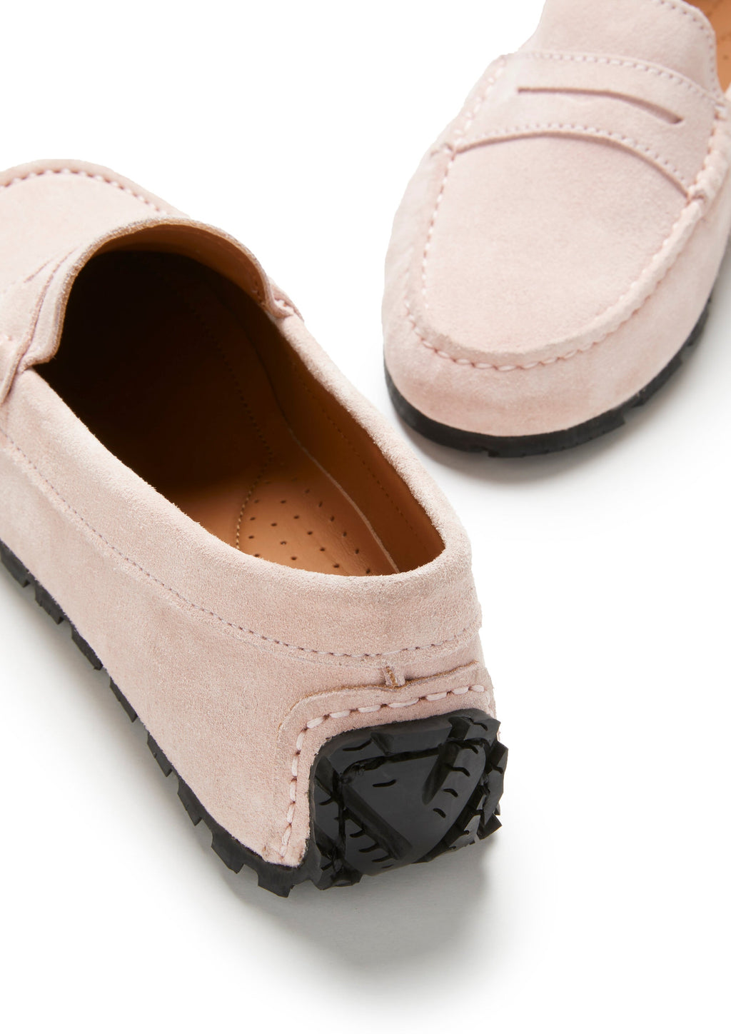 Hugs & Co Womens Tyre Sole Penny Loafers Ice Pink Suede