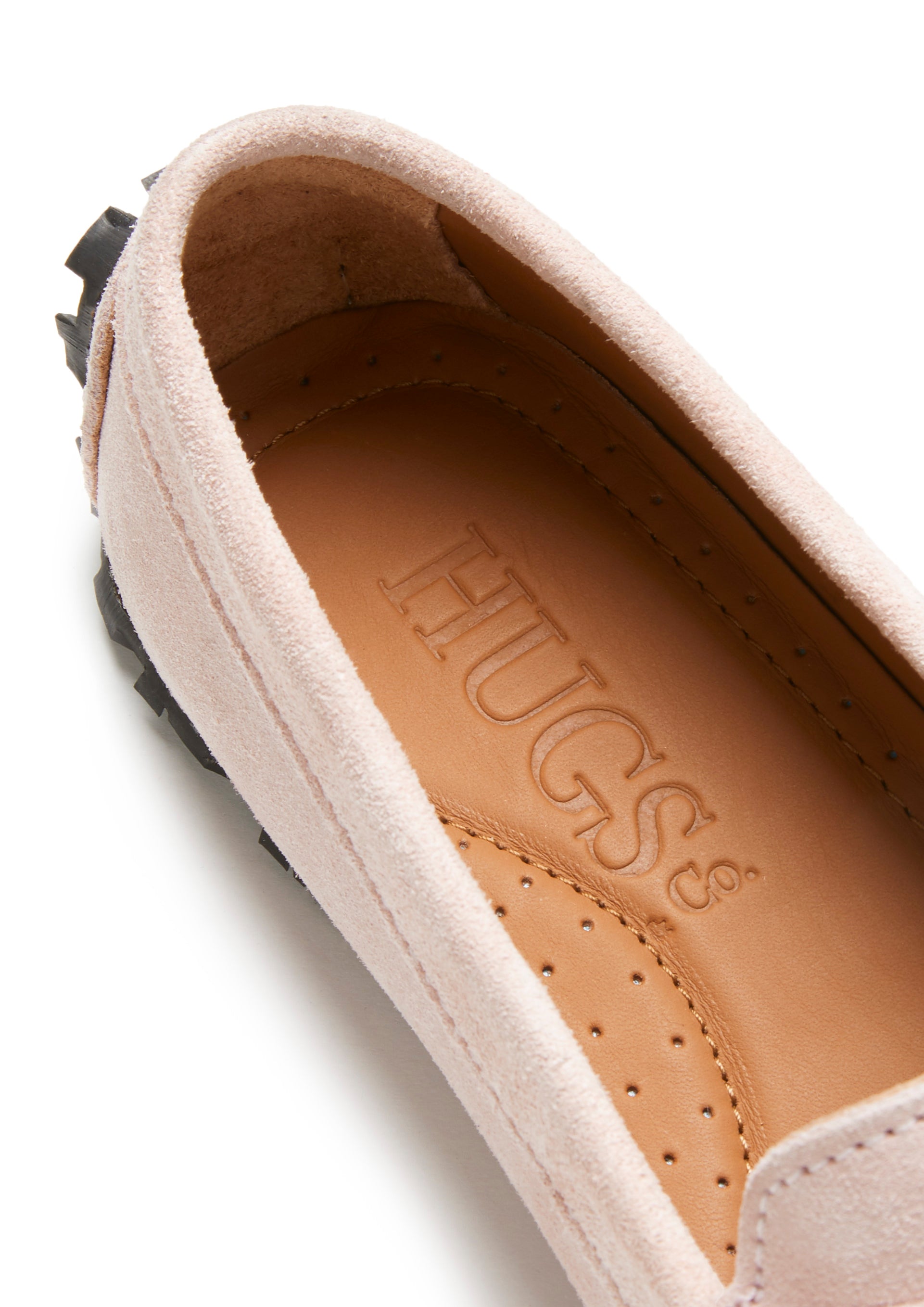 Hugs & Co Womens Tyre Sole Penny Loafers Ice Pink Suede