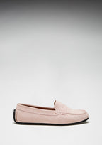 Hugs & Co Womens Tyre Sole Penny Loafers Ice Pink Suede