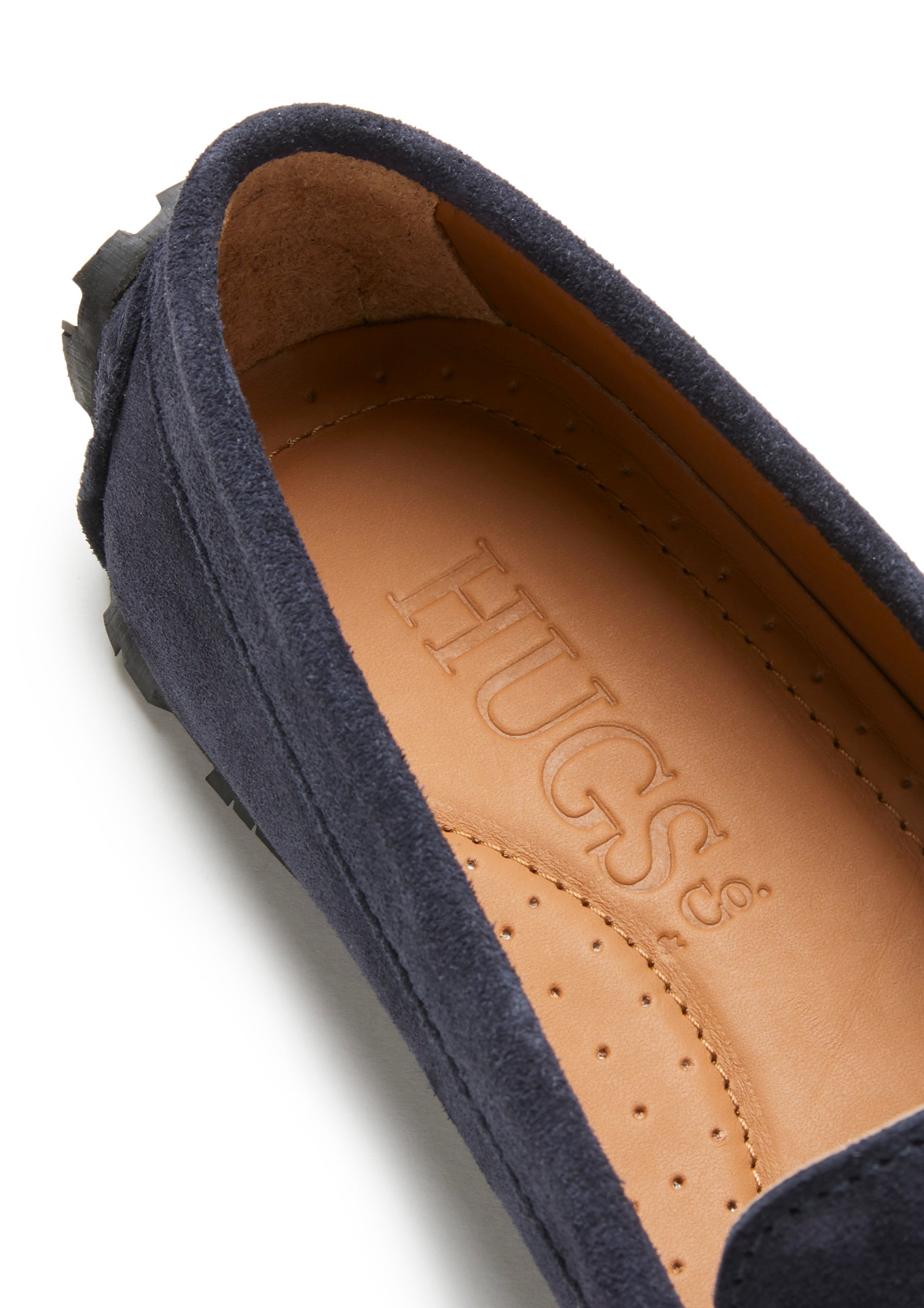 Hugs & Co Womens Tyre Sole Penny Loafers Navy Blue Suede