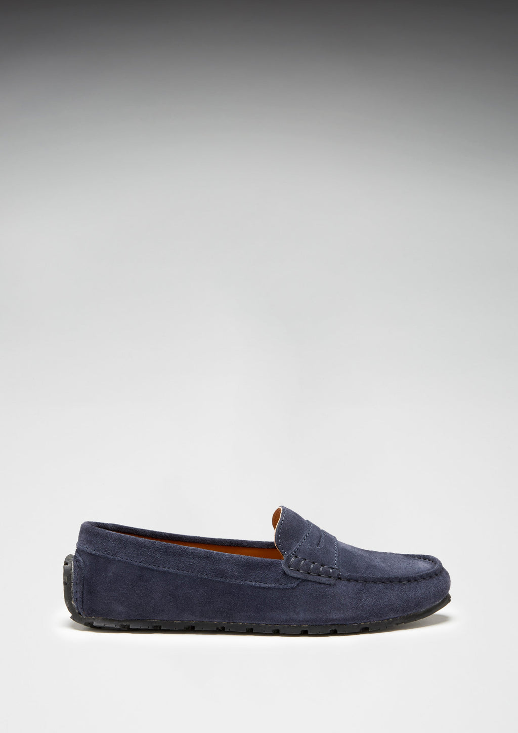 Hugs & Co Womens Tyre Sole Penny Loafers Navy Blue Suede
