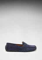 Hugs & Co Womens Tyre Sole Penny Loafers Navy Blue Suede