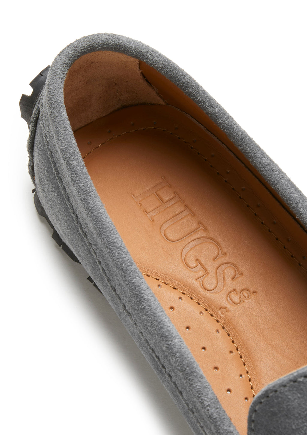 Hugs & Co Womens Tyre Sole Penny Loafers Slate Grey Suede